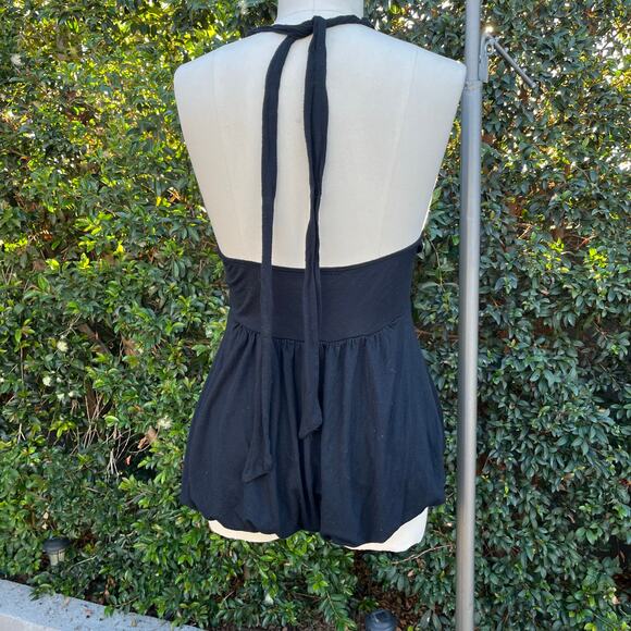 Vintage 2000s Twenty One Black Beaded Gathered Waist USA Made Medium - Picture 4 of 11